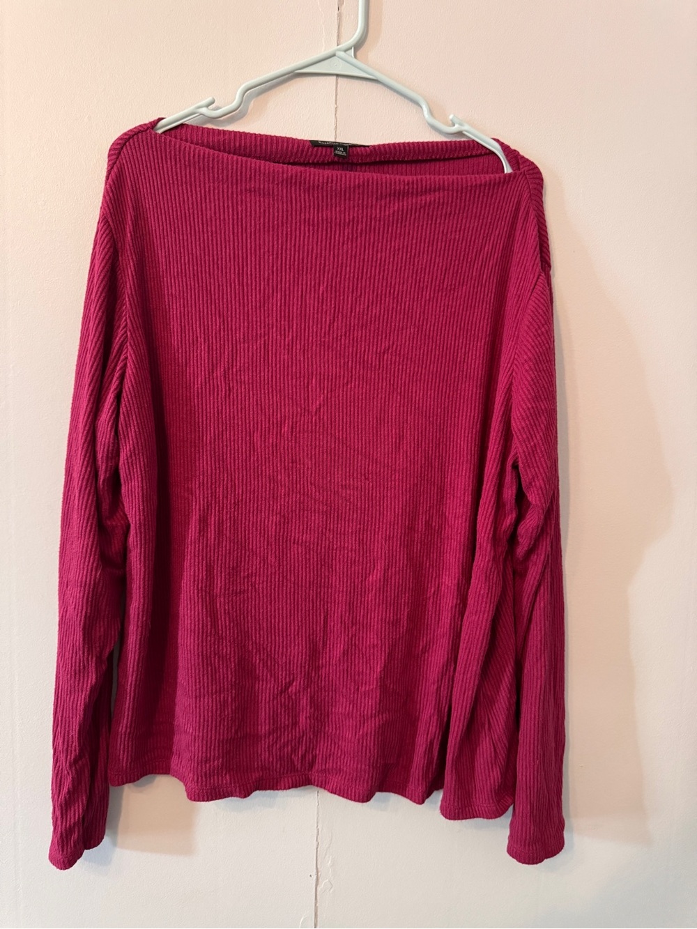Banana Republic Ribbed Boatneck Long Sleeve Top - Raspberry Pink